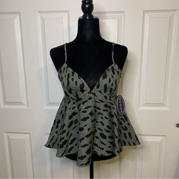 scoop Tops - Scoop Olive Cheetah Baby Doll Cami Top